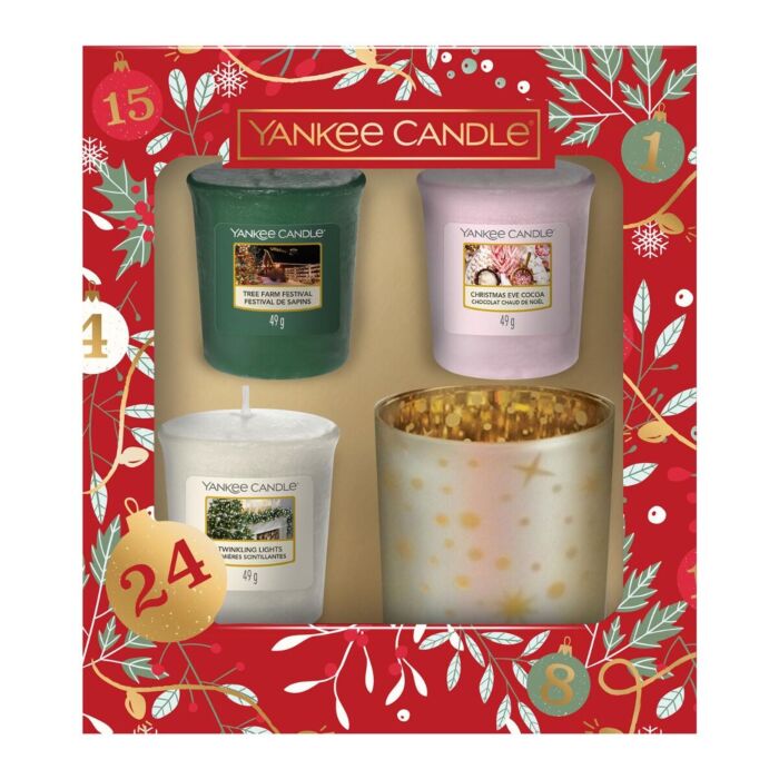 Yankee Candle Countdown to Christmas Three Votive and Holder Gift Set